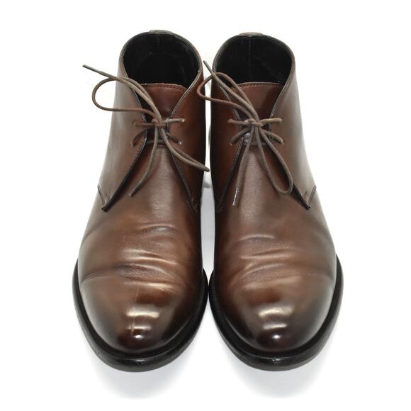 B8 Auth PAUL EVANS Brown Leather Lace Up Chukka Boots Shoes  display picture 3